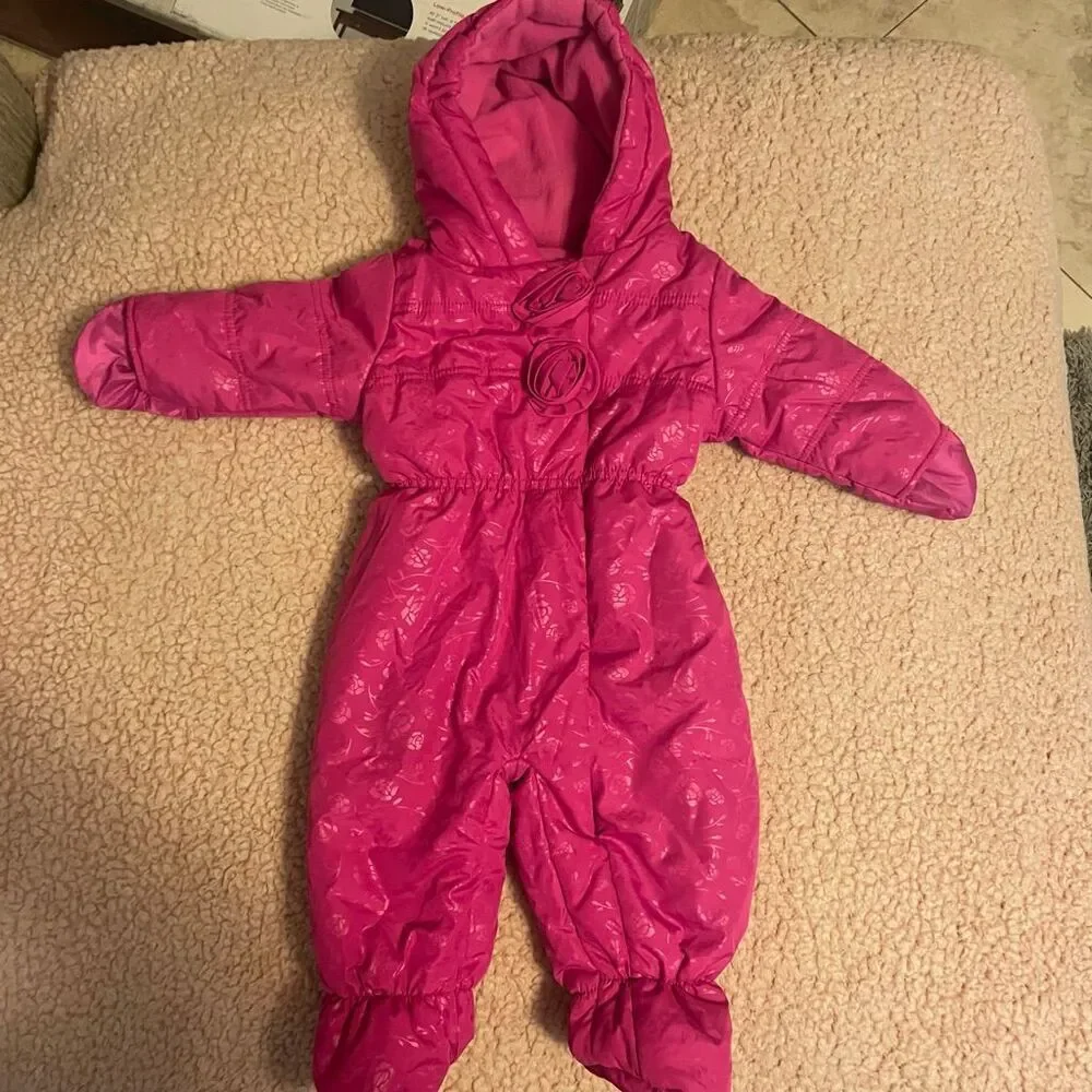 6-9m pink rosette Rothschild snow suit winter cold weather
